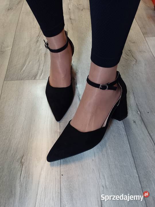 42 Czarne czółenka wieczorowe z zapięciem NOWE Kraków