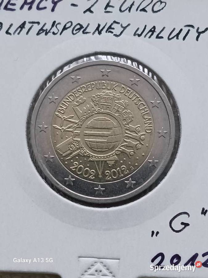 2 Euro Niemcy 2012 r10 lat Euro menG Konin