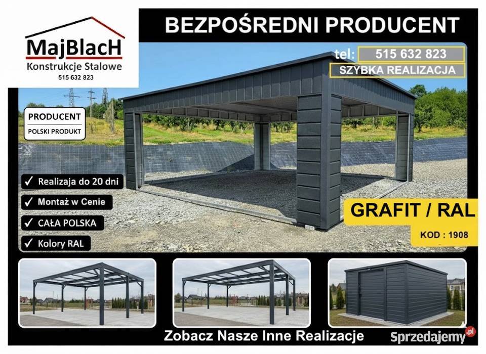 GRAFIT ZŁOTY DĄB WIATA Garaż Blaszany Zadaszenie Opole