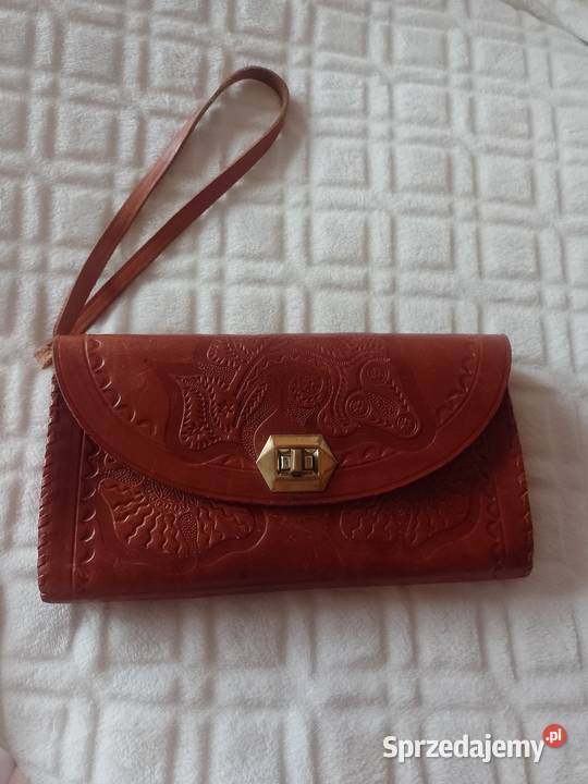 Real Leather Skórzana torebka do ręki kopertówka Do ręki