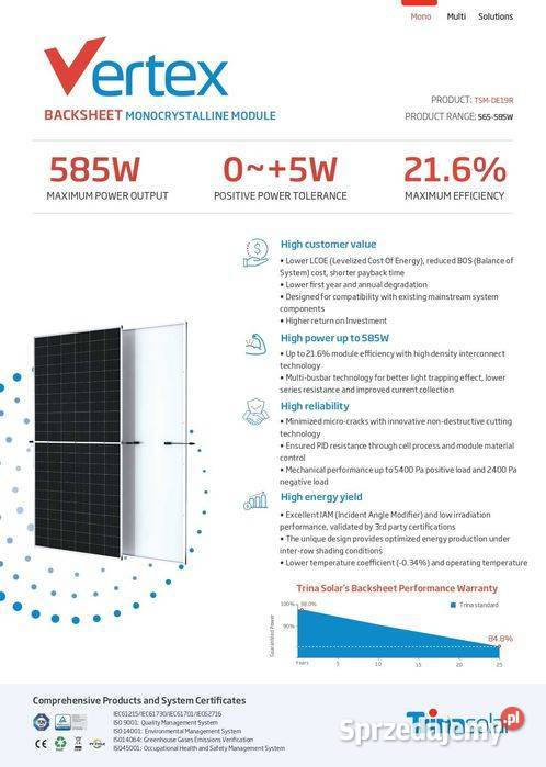 Panel fotowoltaiczny Trina Solar 575W Mono 349 z