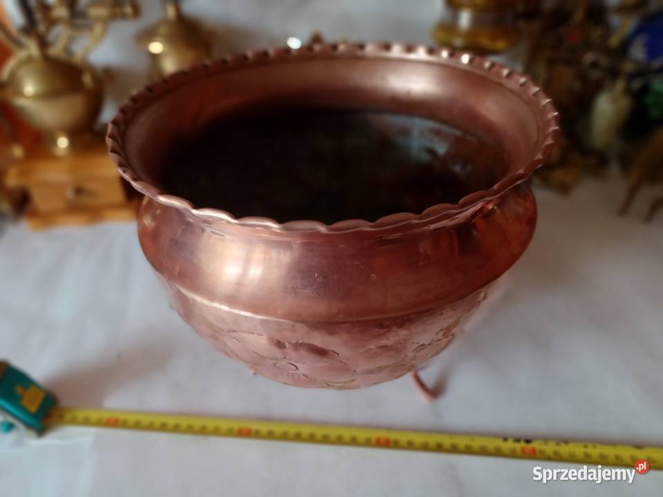 Piękna miedziana duża donica Miedź Kolekcja Dekoracje i ozdoby Poznań