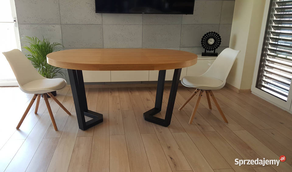 Nowoczesny stół dębowy okrągły rozkładany Loft 5 Stoły, krzesła, biurka Krosno sprzedam