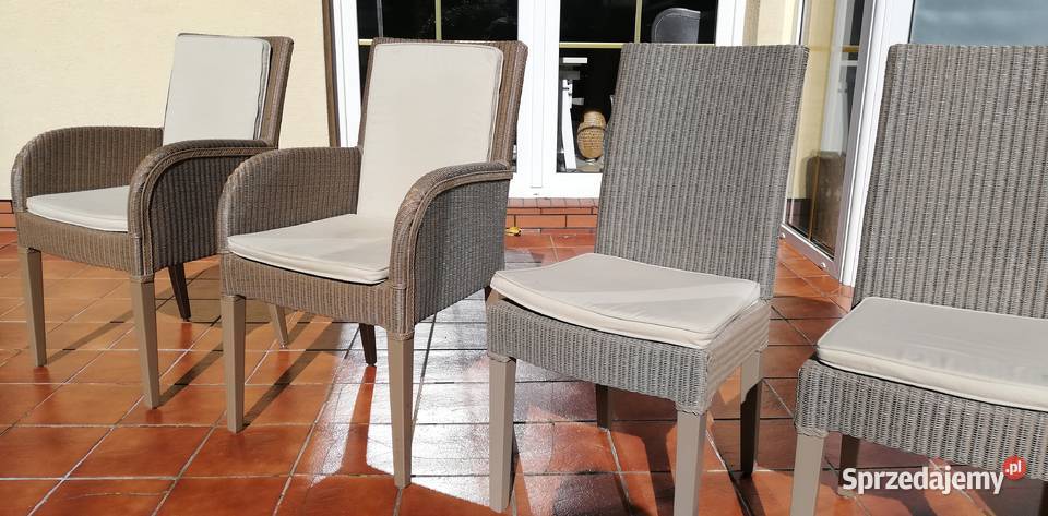 Krzesło fotel rattanowe komplet Lloyd Loom