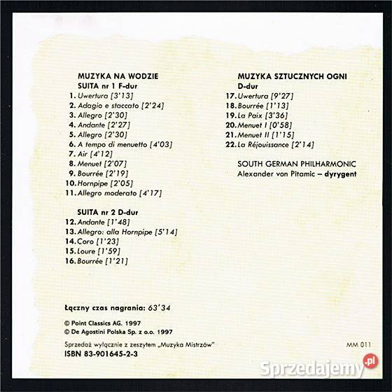 HANDEL Muzyka króla seria Muzyka Mistrzów Chorzów