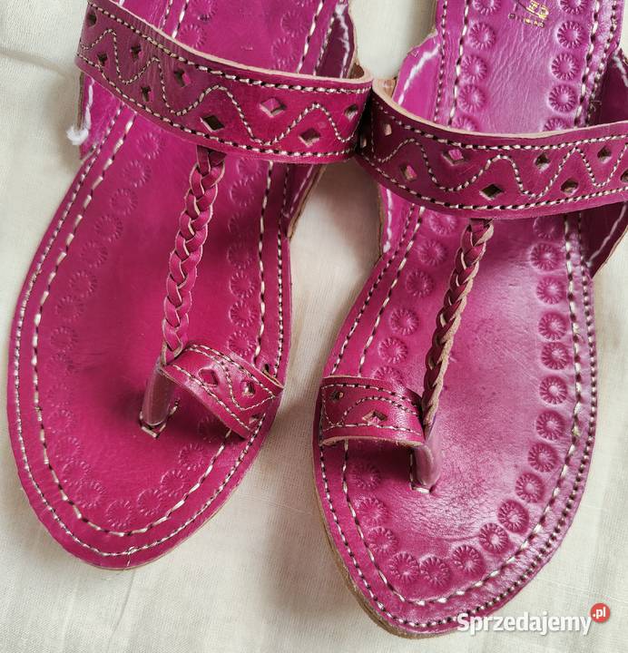 Skórzane japonki kohalpuri 38 fiolet orientalne inna Szczecin