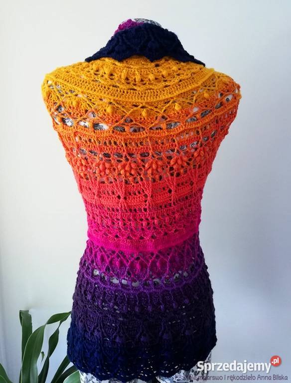 Chusta Ombre kolor Letni zmierzch rękodzieło na Skarżysko-Kamienna