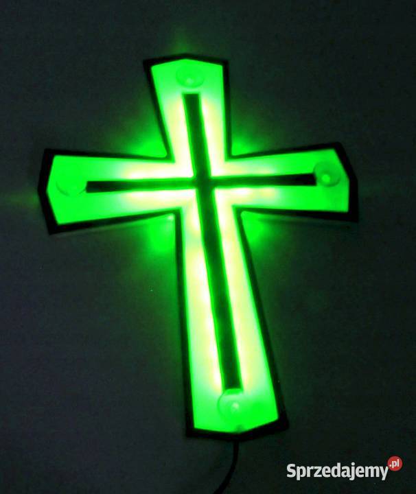 KRZYZ LED tablica zielony tabliczka krucyfiks Kobierno sprzedam