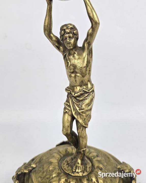 Świecznik figuralny brąz Fabryka Wolska Warszawa Bronisze