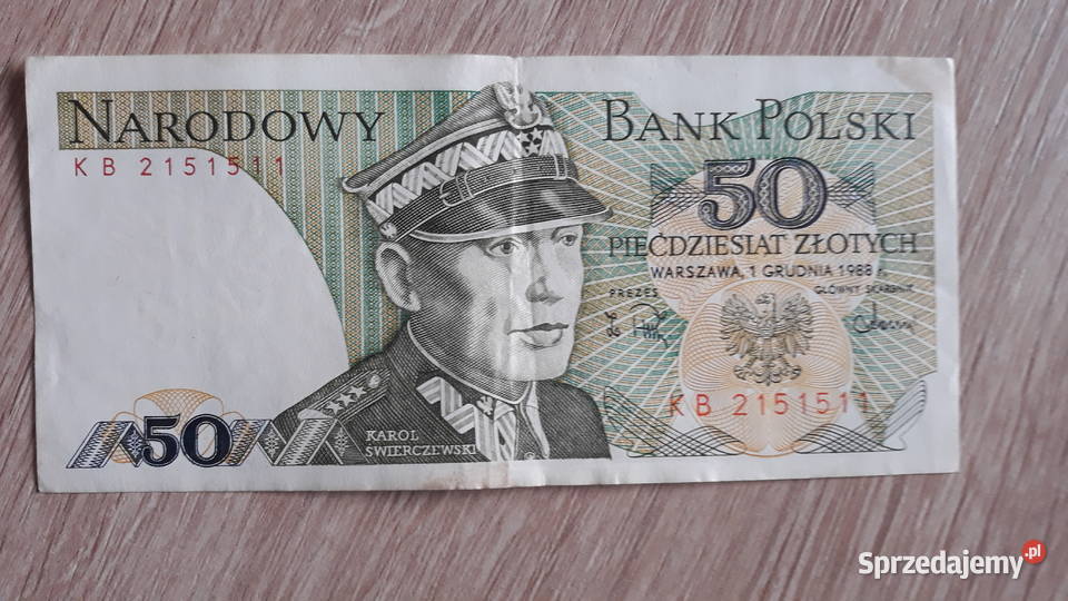 50 złotych 1 XII 1988 r seria KB 2 wielkopolskie Konin