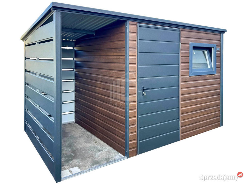 Schowek domek ogrodowy 25x2m wiata 1m drzwi okno Bartoszyce