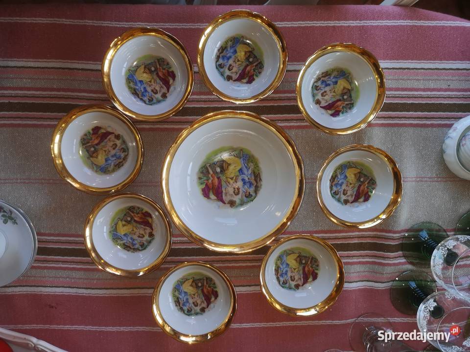 Salaterka i 8 miseczek ze scenką antyczną pomorskie Gdańsk