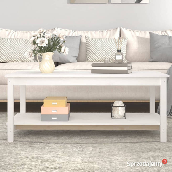 Stolik kawowy biały 110x55x45 lite drewno mazowieckie