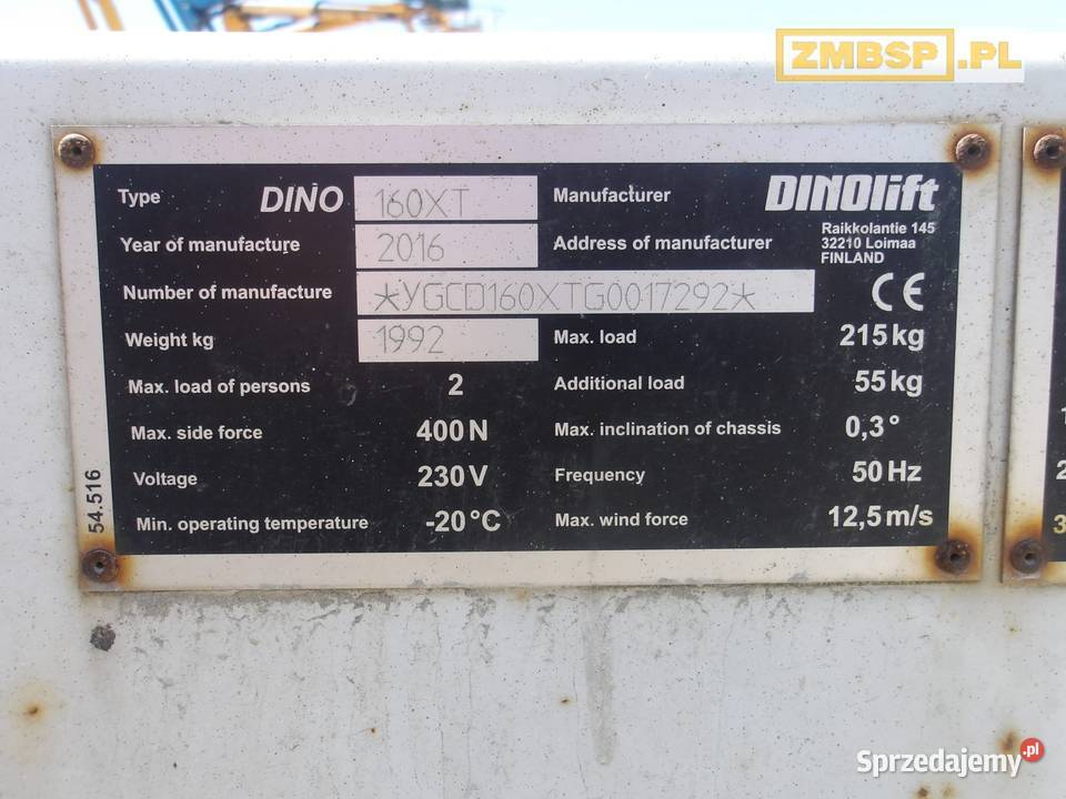 Podnośnik koszowy na przyczepie 16m Dinolift Pleszew