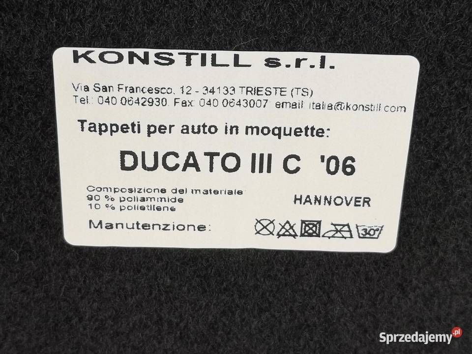 DYWANIKI WELUROWE KOMPLET FIAT DUCATO III 2006 lubelskie