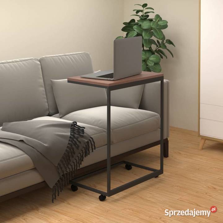 vidaXL Stolik boczny na kółkach czarny 55x35x70