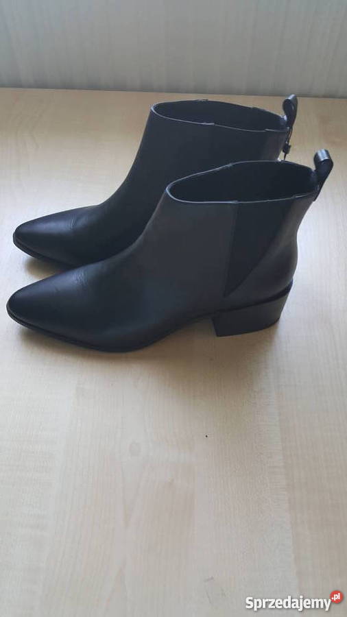 Nowe z metką czarne botki Zara sztyblety skóra podkarpackie Rymanów