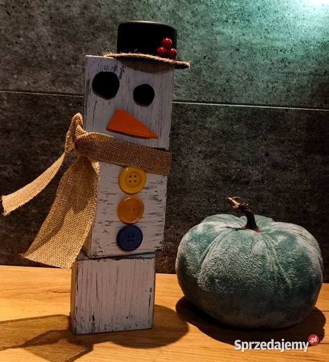 Bałwan z drewna Handmade Ozdoba Boże Narodzenie śląskie Zabrze