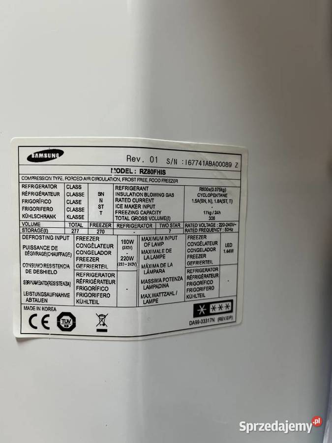 Samsung Zamrażarka Szufladowa RZ80FHIS 277 Lodówki i zamrażarki Kłomnice
