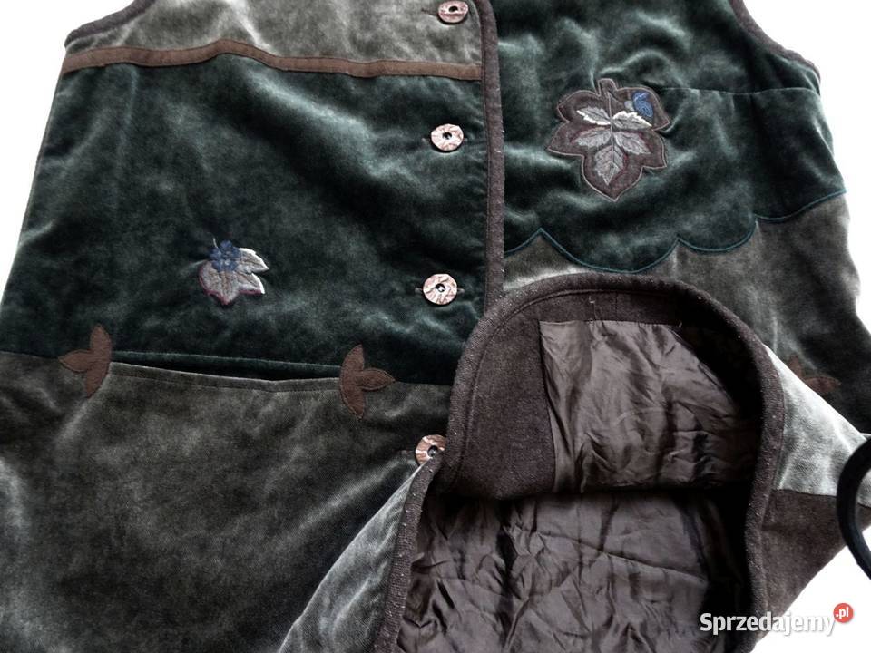 Kamizelka Aksamit Hafty vintage 42 44 zielona Pozostałe Nowy Sącz