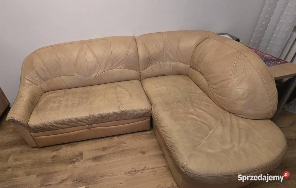 Sofa Kanapa skórzana narożnik z funkcją spania 165cm Rawa Mazowiecka
