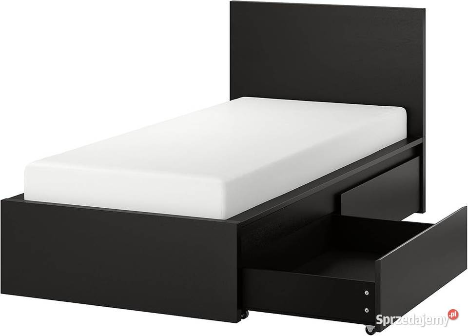 Łóżko MALM czarne ikea rama 2 pojemniki stelaż Meble Wrocław sprzedam