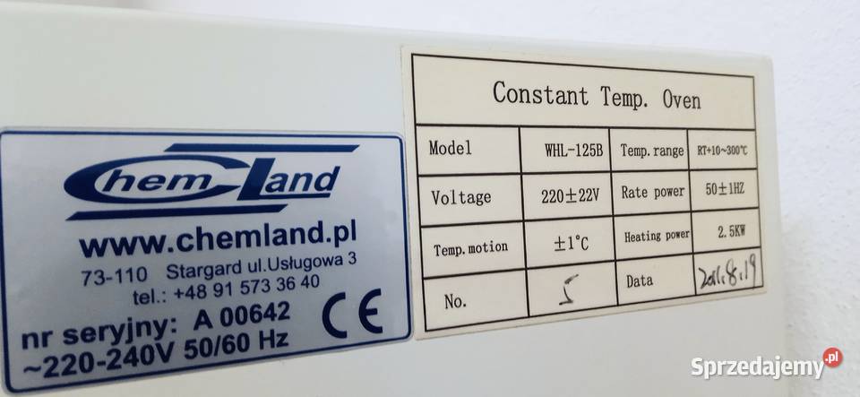 Suszarka laboratoryjna WHL125B moc 25 kW temp do Łódź
