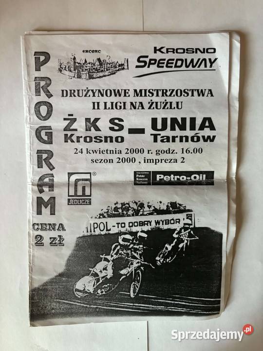 Archiwalny artykuł o żużlu broszury Krosno sprzedam