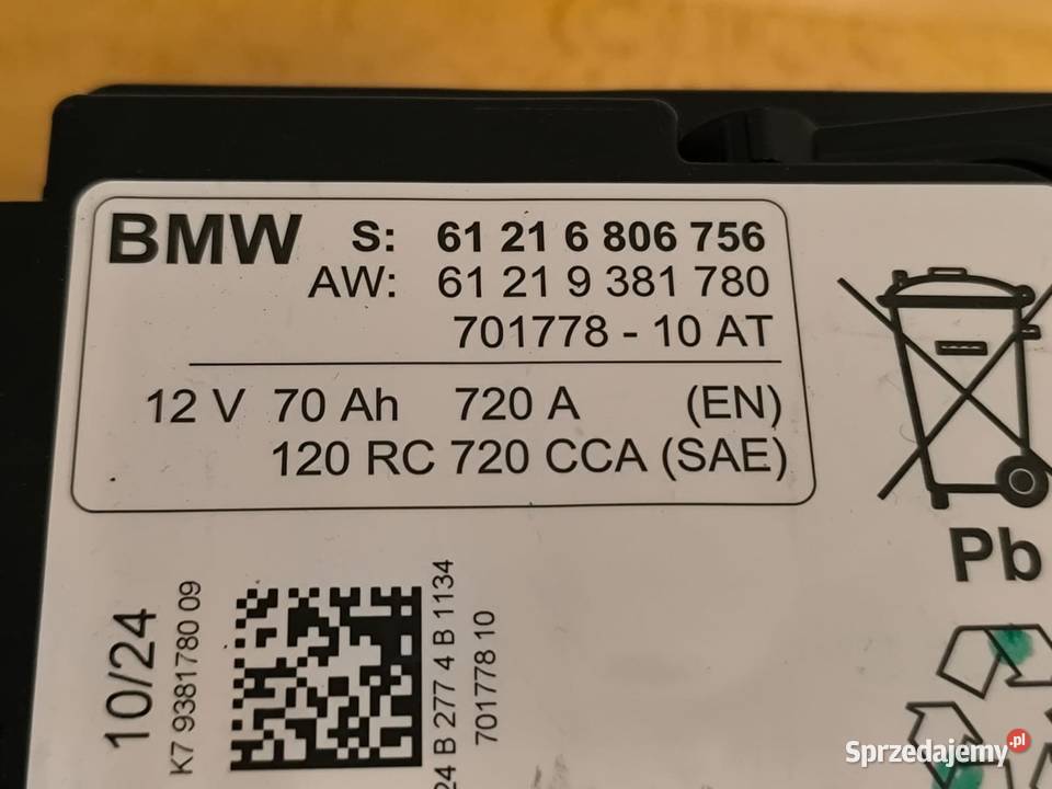 Akumulator AGM BMW Mini 70ah 700a orginal Nowy wielkopolskie Konin