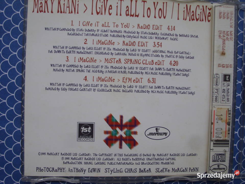 Singiel POP CD MARY KIANII GIVE IT ALL TO 1995 dolnośląskie Wołów
