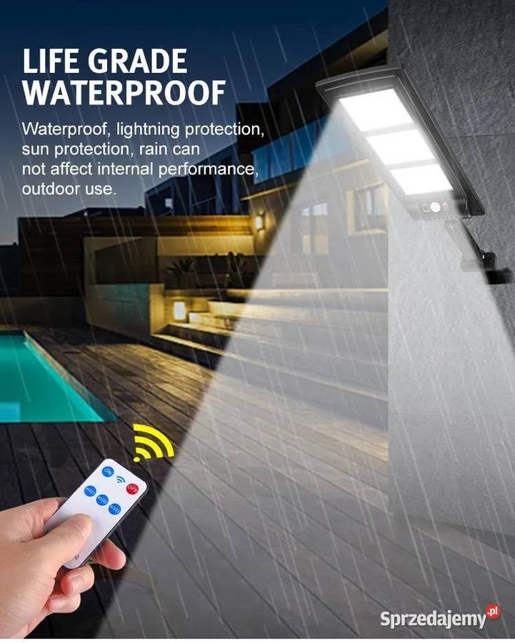 Solarna lampa zewnętrzna duża 144 LED czujnik Oświetlenie zewnętrzne lubelskie Lublin