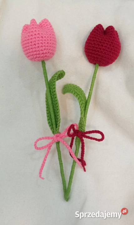 Tulipany wykonane na szydełku łódzkie Łask