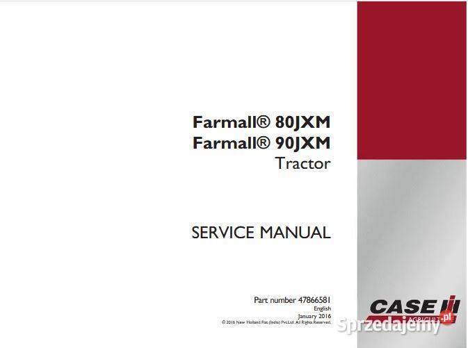 Case Farmall 80JXM 90JXM instrukcja naprawy motoryzacja, transport Kielce