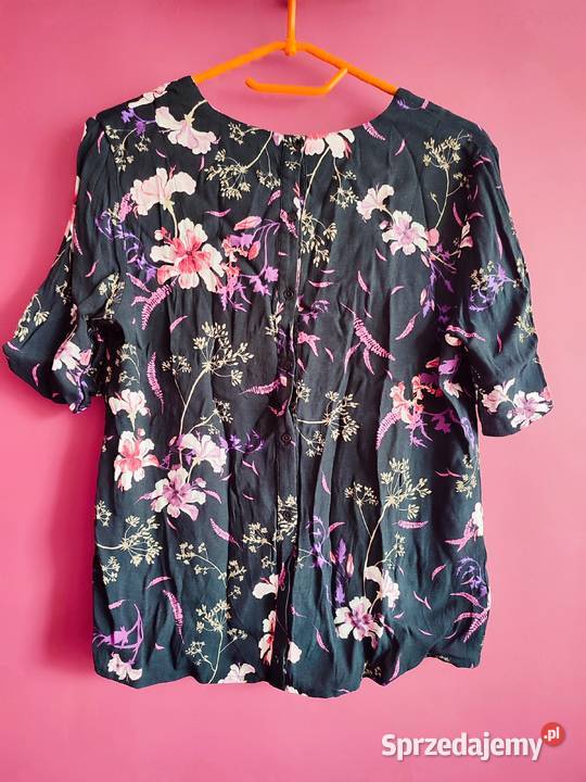Elegancka Czarna Koszula w Kwiaty Fullprint
