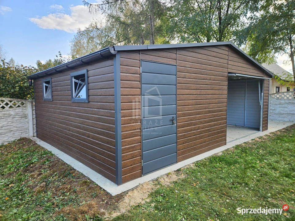 Garaż blaszany 75x6m Brama uchylna drzwi 2x okno Nieruchomości Lidzbark Warmiński