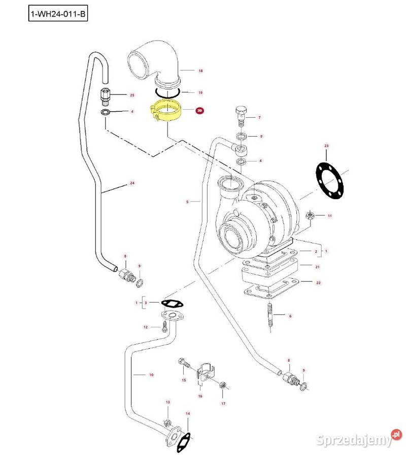 Zacisk przewodu turbosprężarki Massey Ferguson Silnik i osprzęt