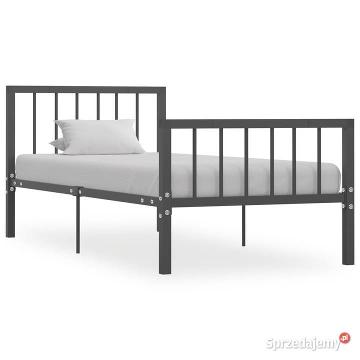 vidaXL Rama łóżka, szara, metalowa, 100 x 200 cm (284575)