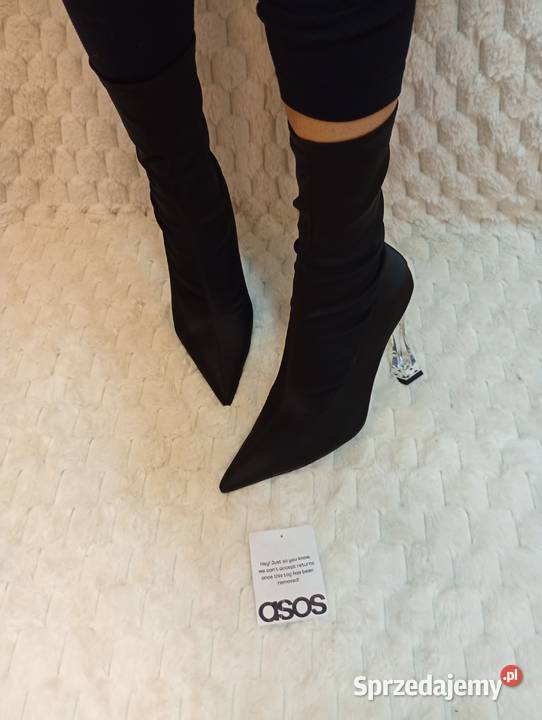 40 ASOS DesignCzarne botki w Szpic z Londynu z Asos Półbuty Kraków