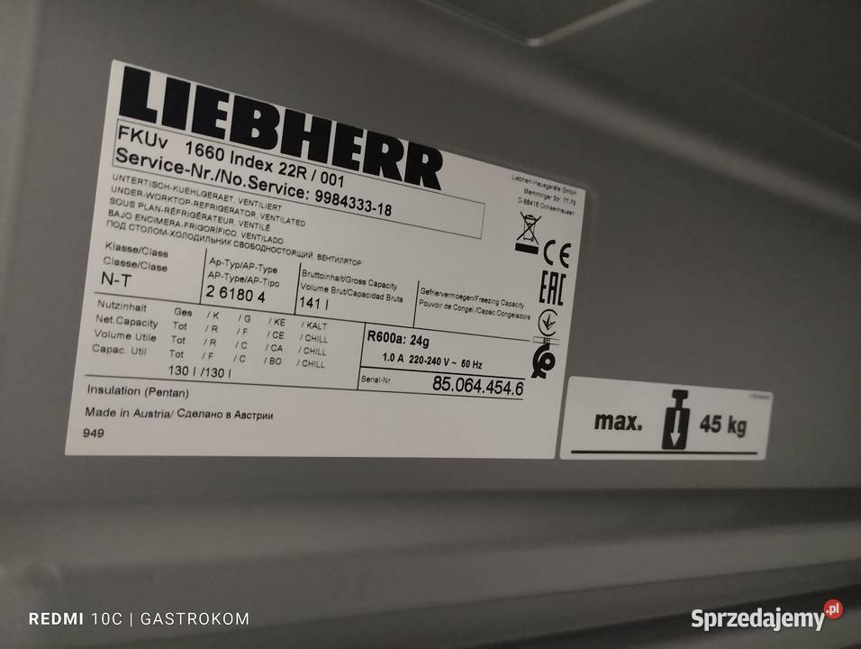 Szafa chłodnicza Liebherr FKUv 1660 Wrocław