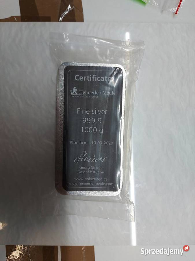 Sztabka czyste srebro 1 certyfikat sprzedam