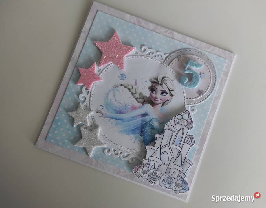 Kartka ręcznie robiona na urodziny ELSA Kraina Łódź