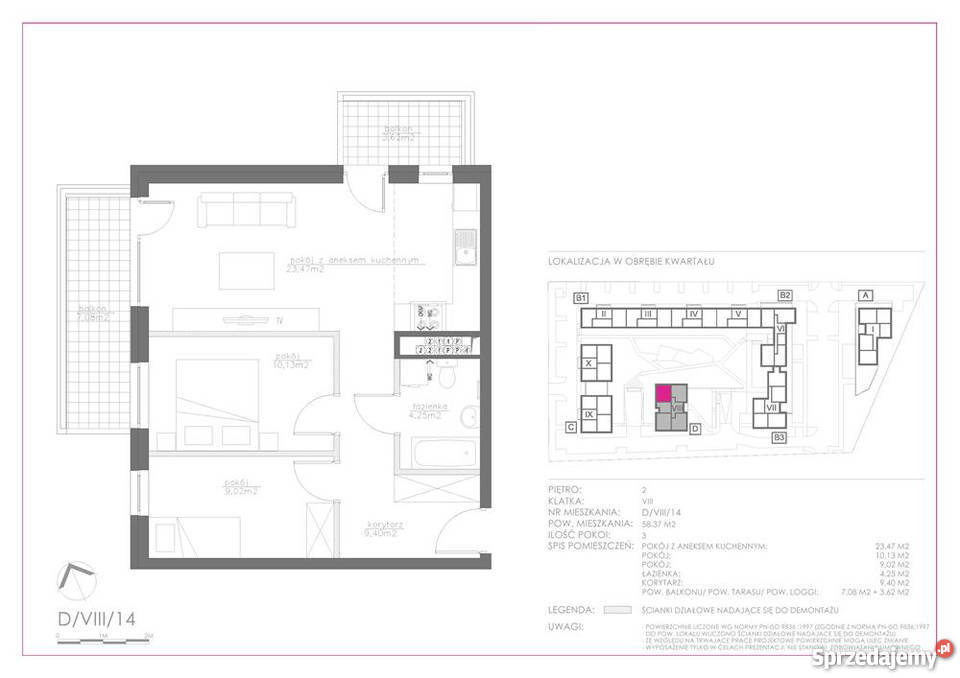 Mieszkanie 3 pokojowe z dwoma balkonami 58m2 Rok budowy 2016 sprzedam
