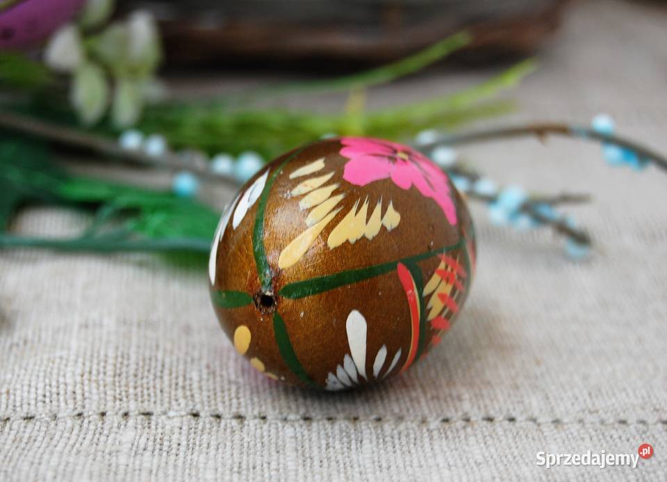Stara pisanka drewniana malowana Ukraina 6 Lublin