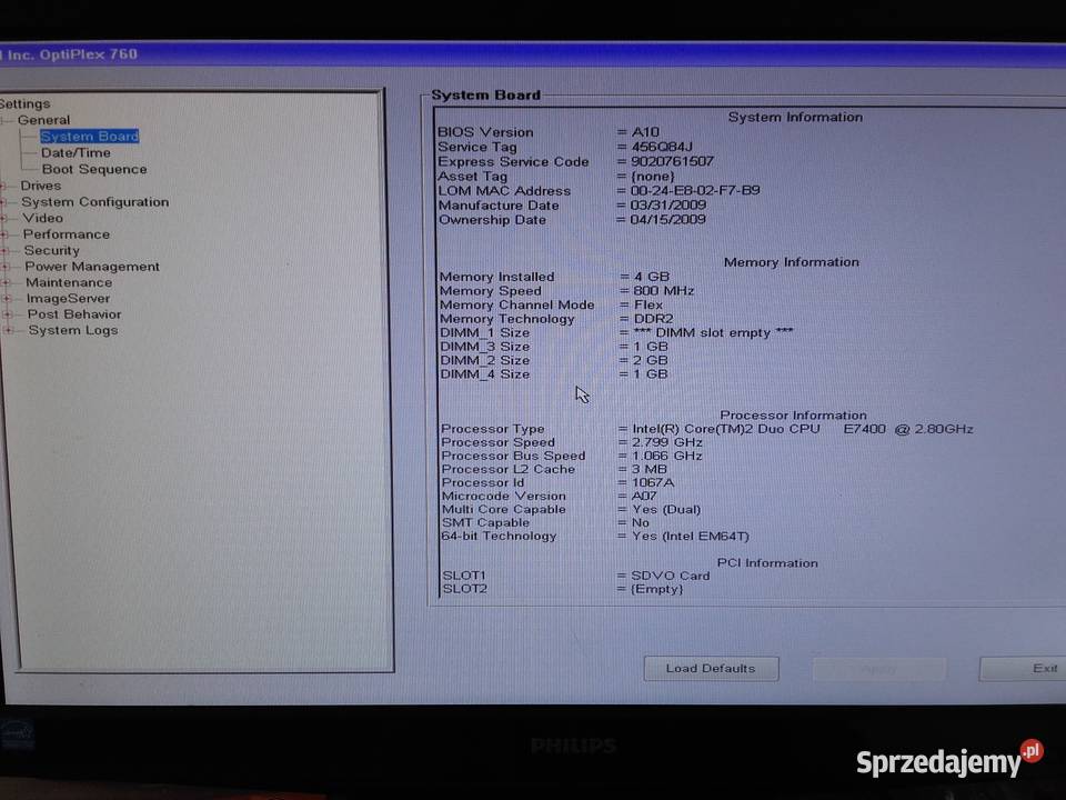 SFF DELL Optiplex 760 Core2Duo E7400 28GHz DDR2