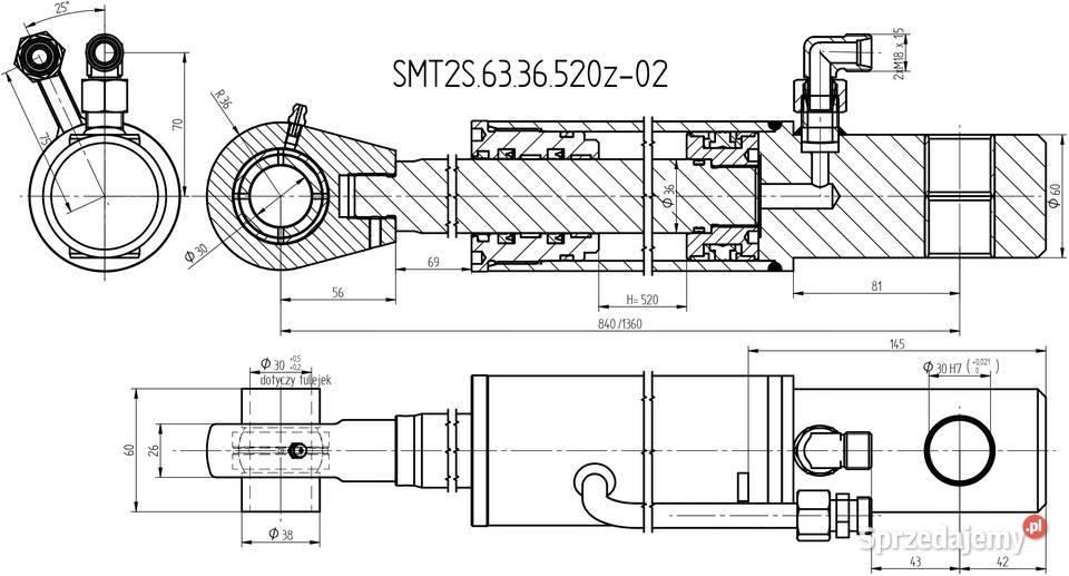 SIŁOWNIK HYDRAULICZNY CHWYTAKA BEL 63x36 SKOK kujawsko-pomorskie Solec Kujawski sprzedam