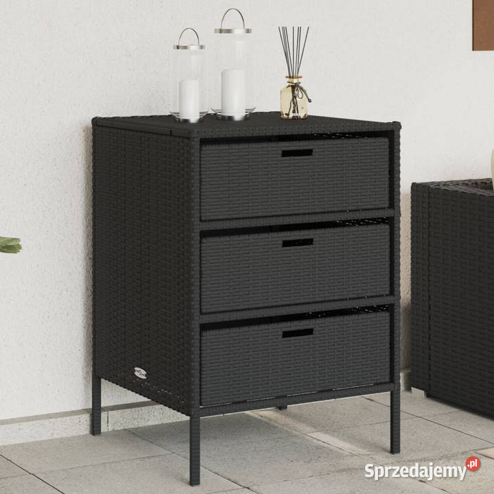 Szafka ogrodowa czarna 55x59x80 polirattan