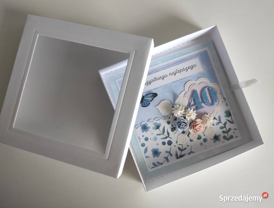 Kartka w pudełku ręcznie robiona na urodziny łódzkie