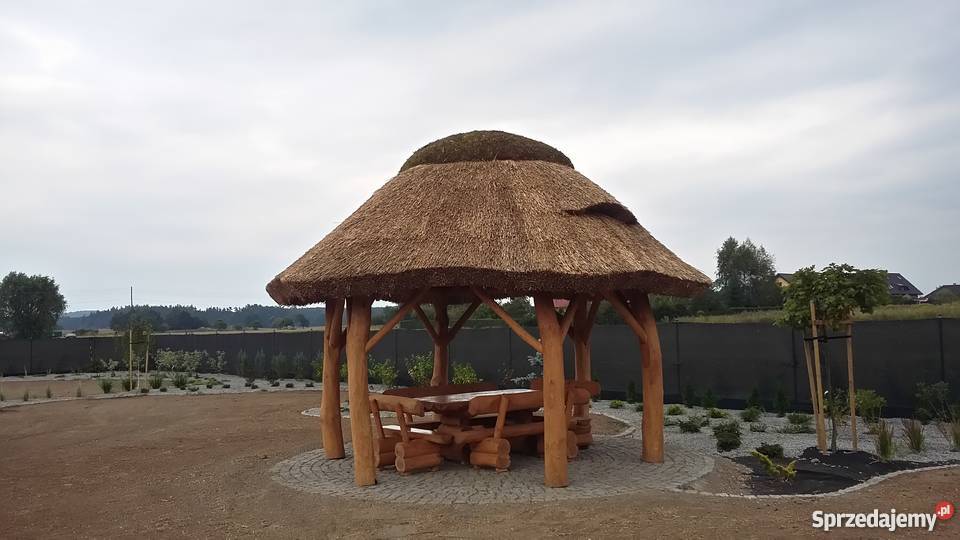 Altany huśtawki kryte trzcina strzecha Konin