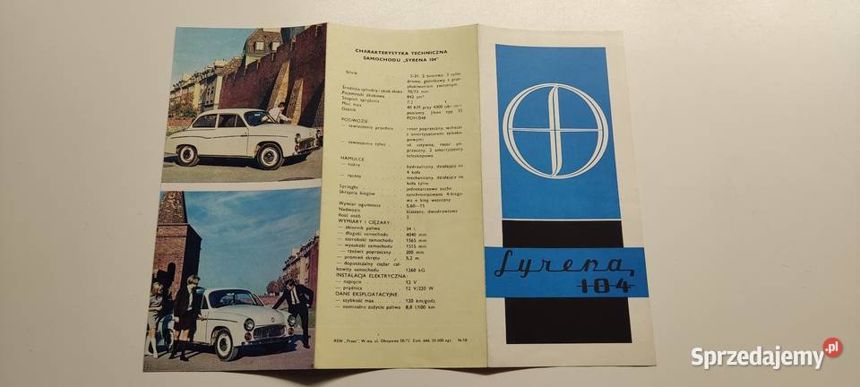 Syrena 104 prospekt reklamowy PRL Polmo 1969 Warszawa