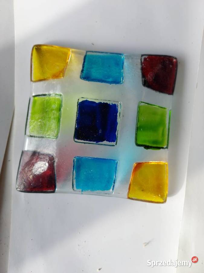 Mały talerzyk kolorowy szkło Nowy Wrocław